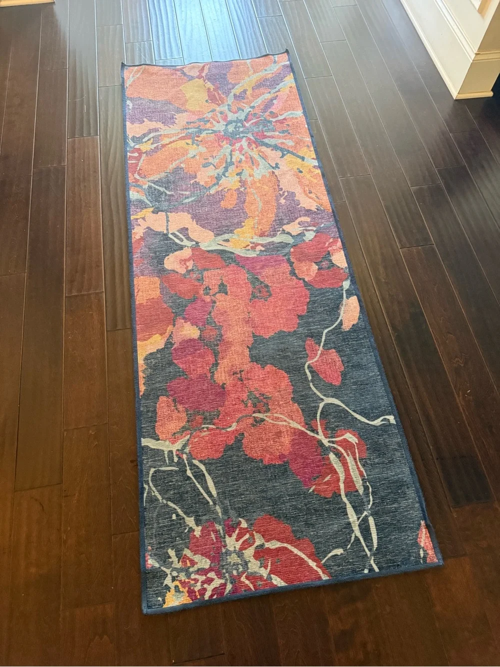 RUGGABLE Vibrant Floral Runner Rug - Multicolor (Watercolor Navy)